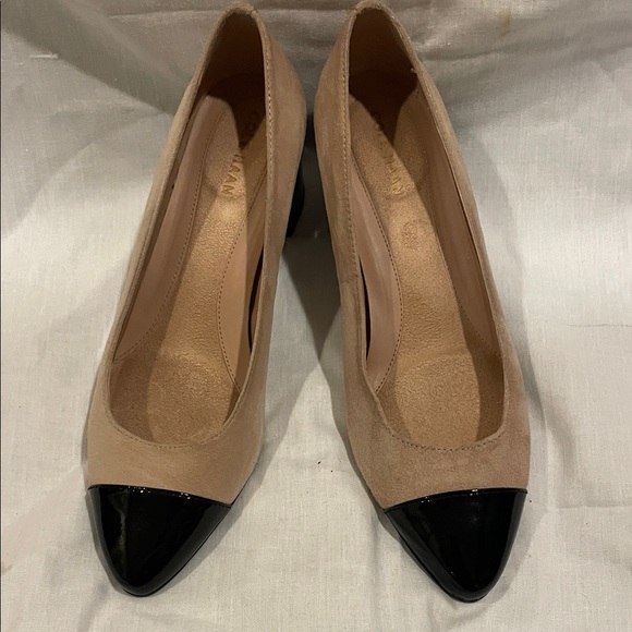 Cole Haan Beige and Black Heels. Jude suede. Size 6.5. - Picture 2 of 10